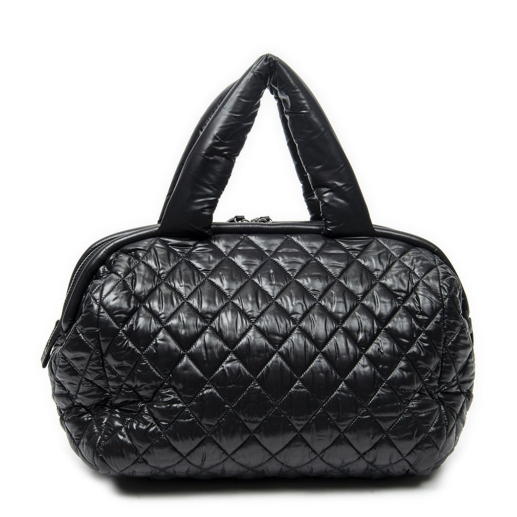 Chanel Coco Cocoon Bowla Black Quilted Nylon Canvas Messenger — view 5