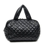 Chanel Coco Cocoon Bowla Black Quilted Nylon Canvas Messenger — view 5