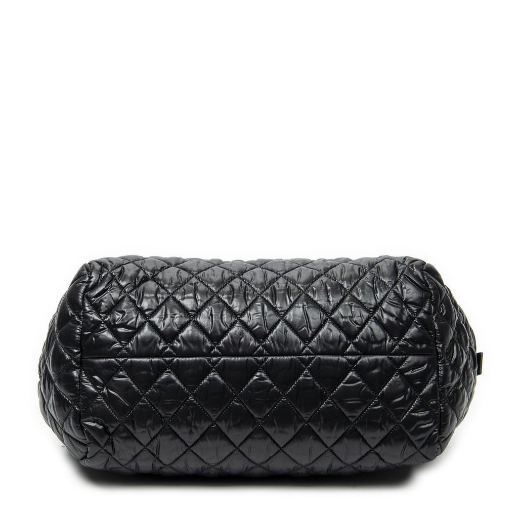 Chanel Coco Cocoon Bowla Black Quilted Nylon Canvas Messenger — view 6