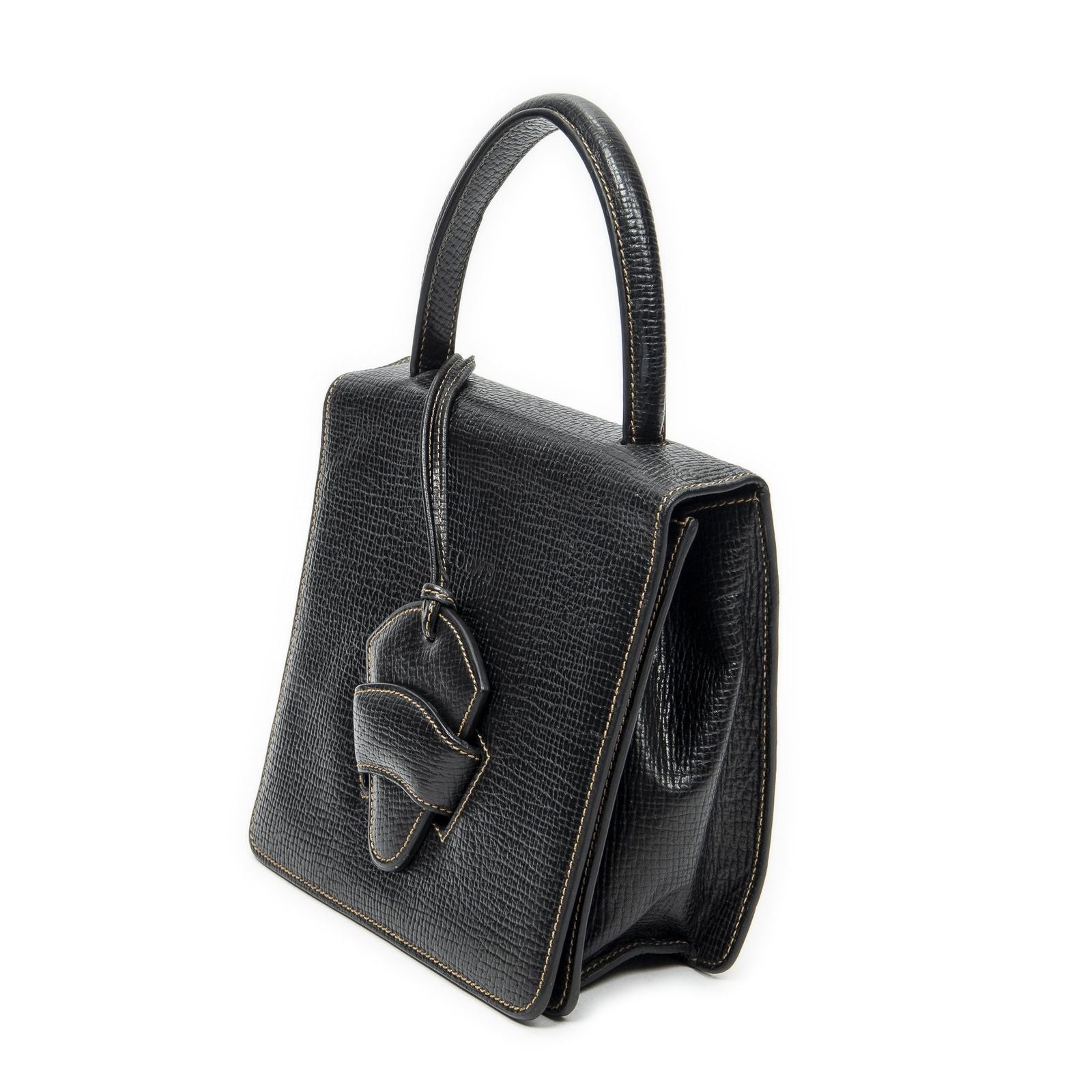 Loewe Vintage Square Flap Black Gray Calfskin Leather — view 2
