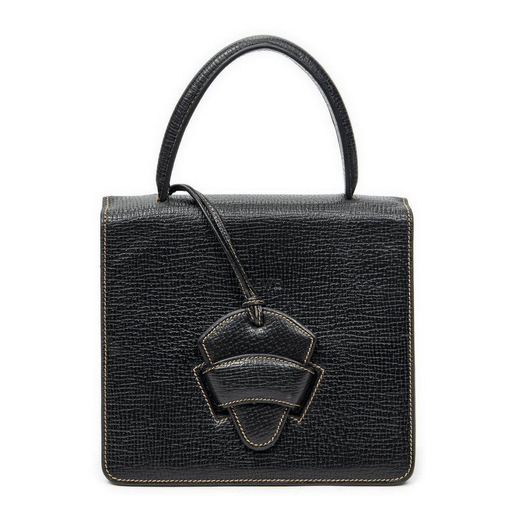 Loewe Vintage Square Flap Black Gray Calfskin Leather