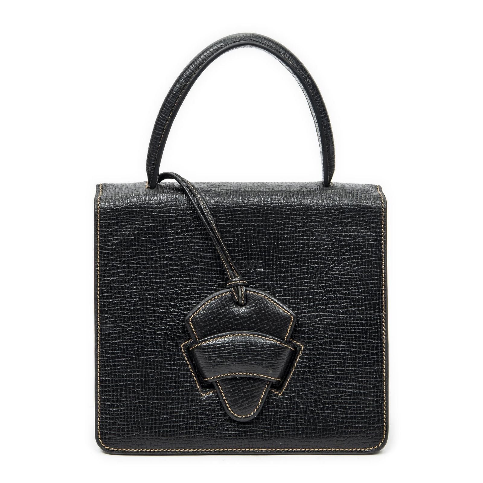 Loewe Vintage Square Flap Black Gray Calfskin Leather