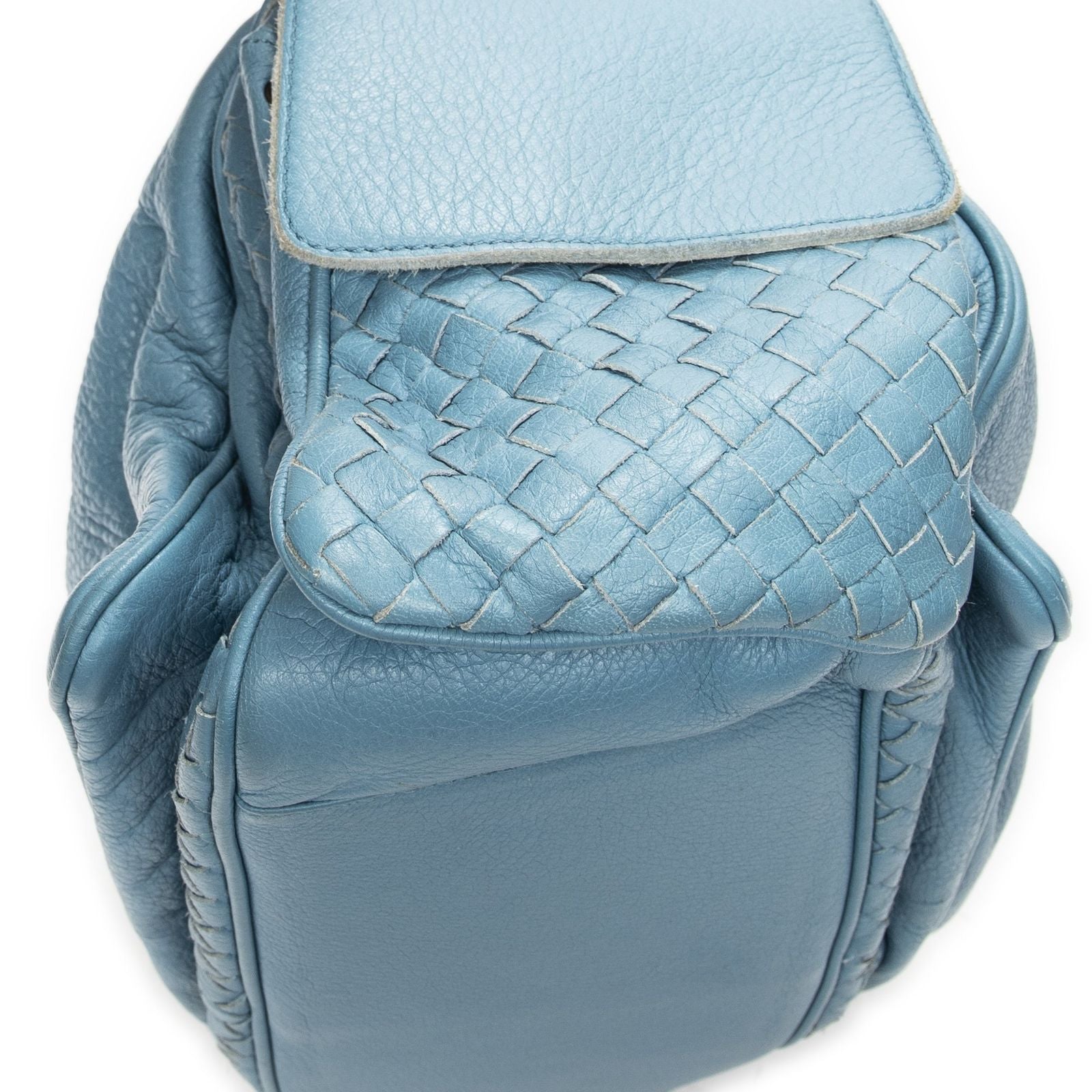 Bottega Veneta Hobo Blue Trim Intrecciato Leather — view 7