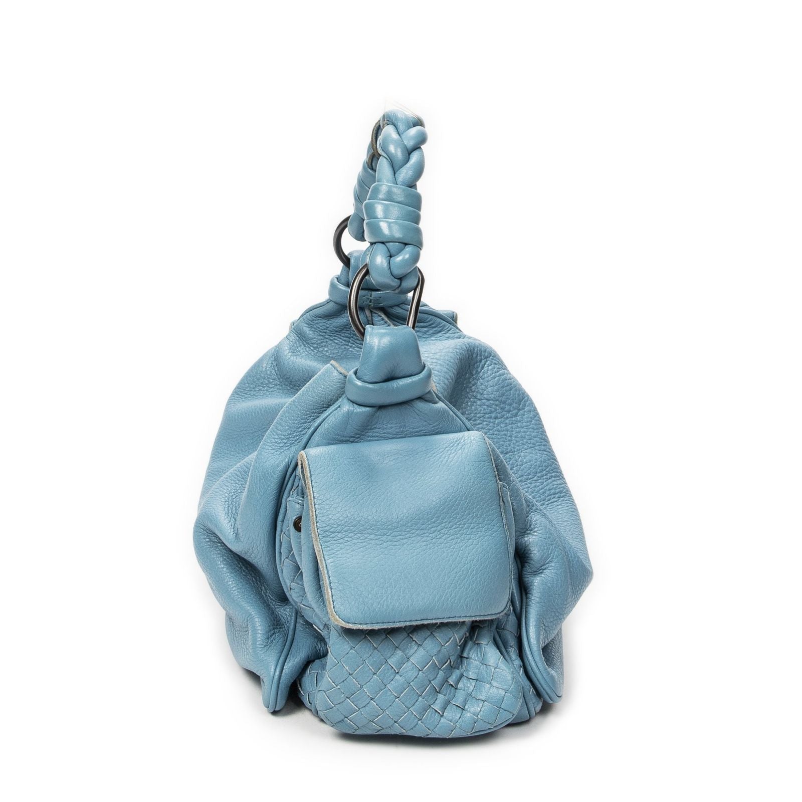 Bottega Veneta Hobo Blue Trim Intrecciato Leather — view 4