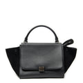 Celine Midi Trapeze Black Gray Calfskin Leather Messenger