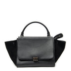 Celine Midi Trapeze Black Gray Calfskin Leather Messenger