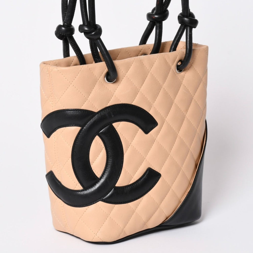 Chanel Canbon Cambon Line Small Tote Bag CC Logo Calfskin Beige — view 3