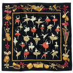 Hermes Carre 90 Scarf Silk la Dance Ballet Dancer Ballerina Black