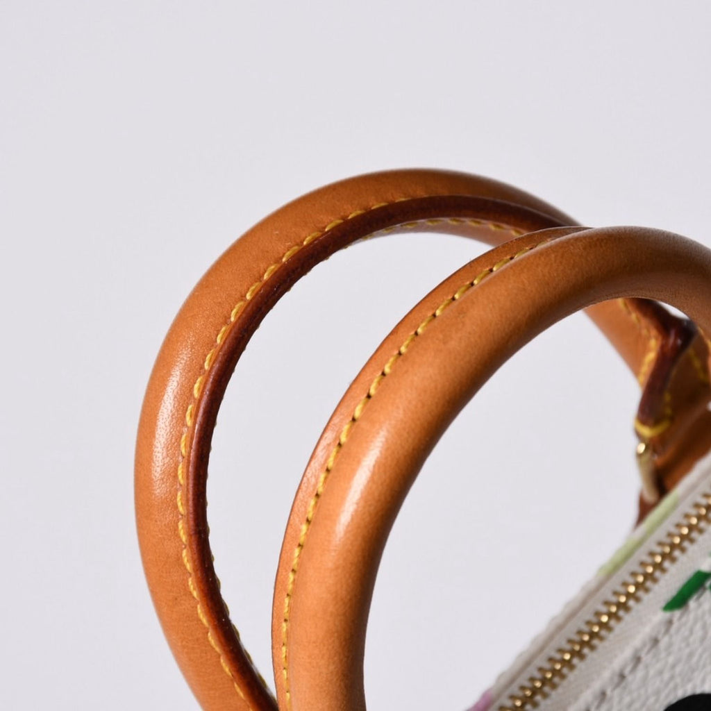 Louis Vuitton Monogram Multicolor Mini Speedy Handbag Vachetta Leather White — view 5