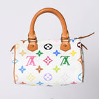 Louis Vuitton Monogram Multicolor Mini Speedy Handbag Vachetta Leather White — view 2