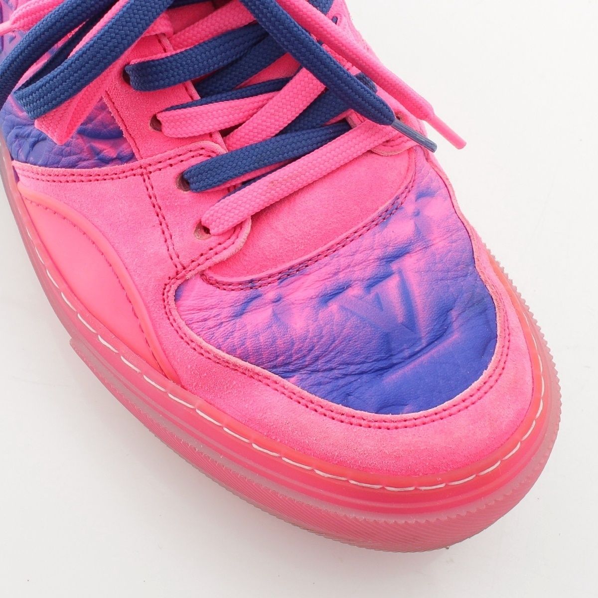 Louis Vuitton LV Ori Line Leather Suede Sneakers Pink Blue — view 6