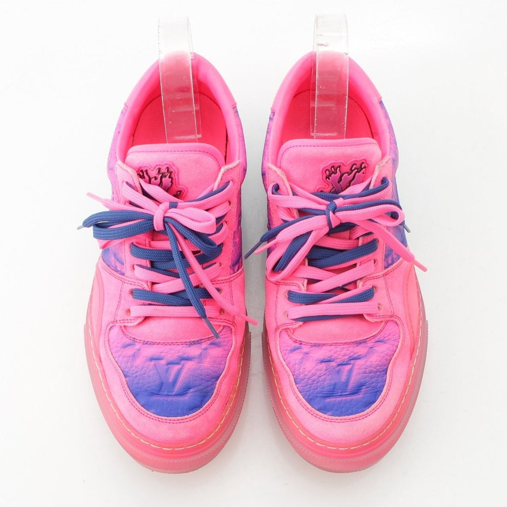 Louis Vuitton LV Ori Line Leather Suede Sneakers Pink Blue — view 2
