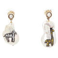 Bottega Veneta Animal Pearl Earrings White