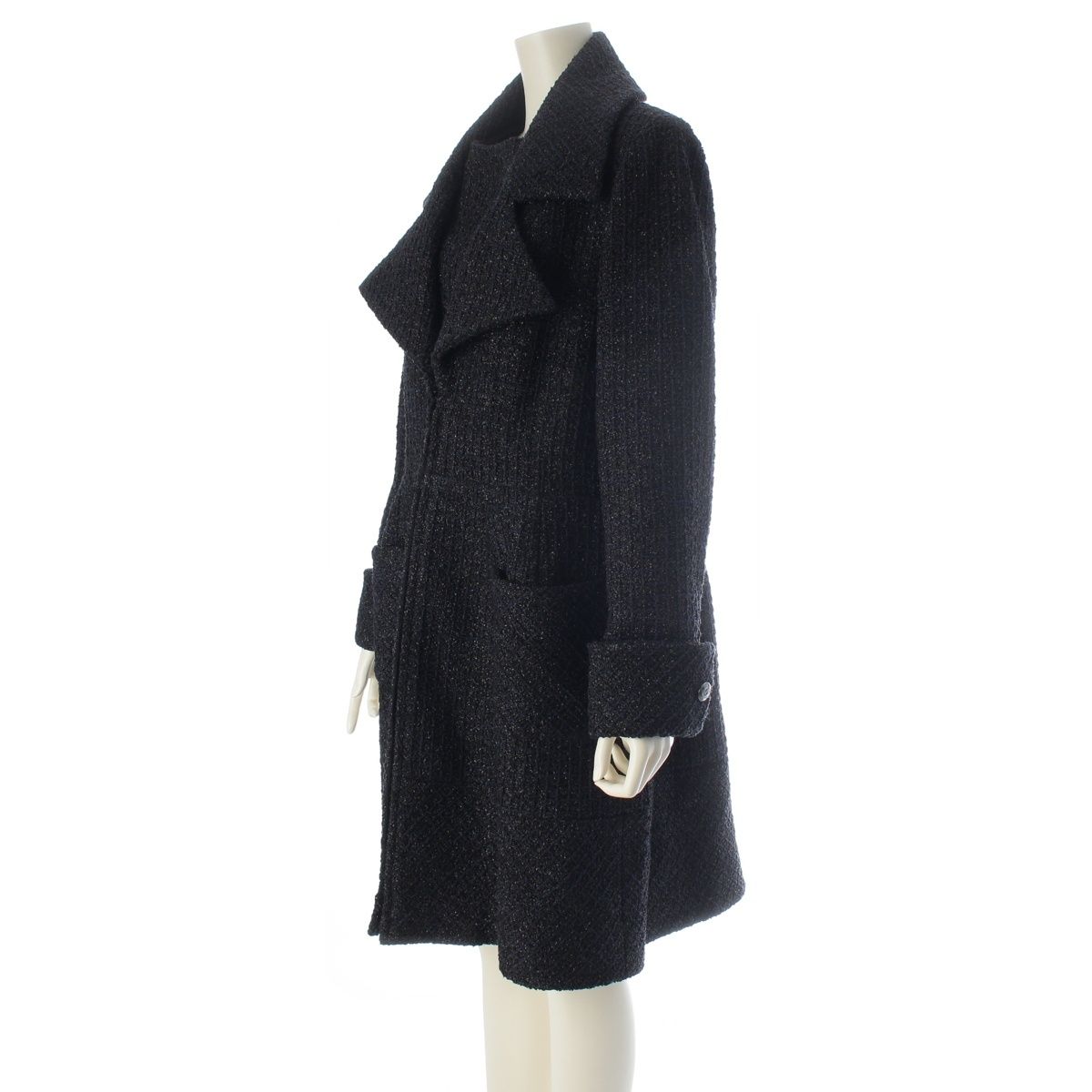 Chanel Coco Button Check Zip Up Black 42 Shoulder — view 2