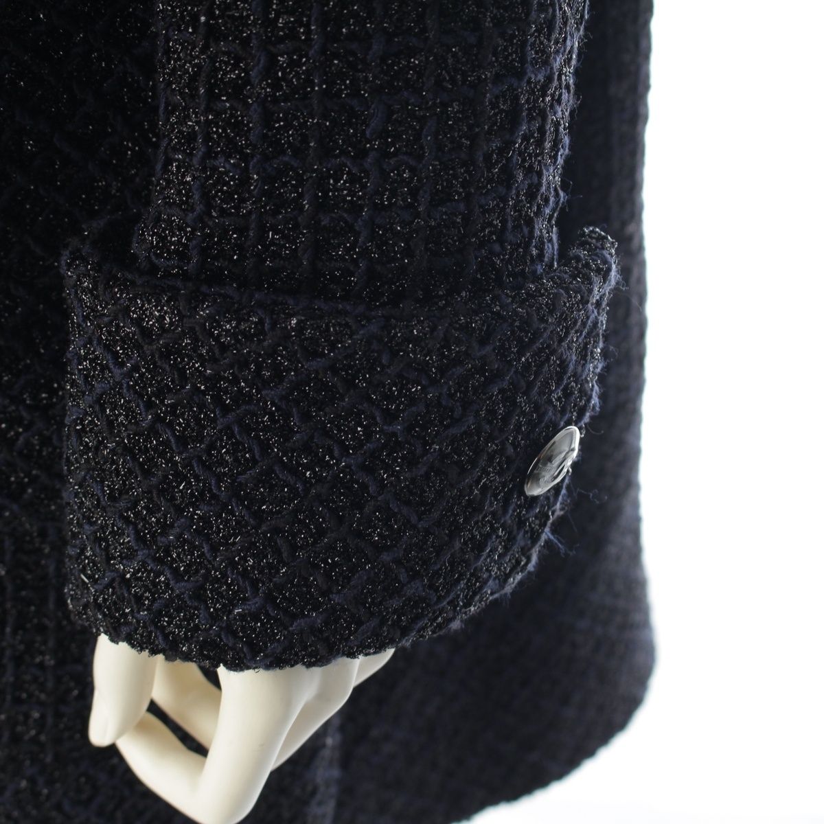 Chanel Coco Button Check Zip Up Black 42 Shoulder — view 6