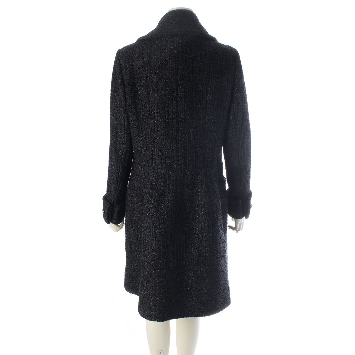 Chanel Coco Button Check Zip Up Black 42 Shoulder — view 4
