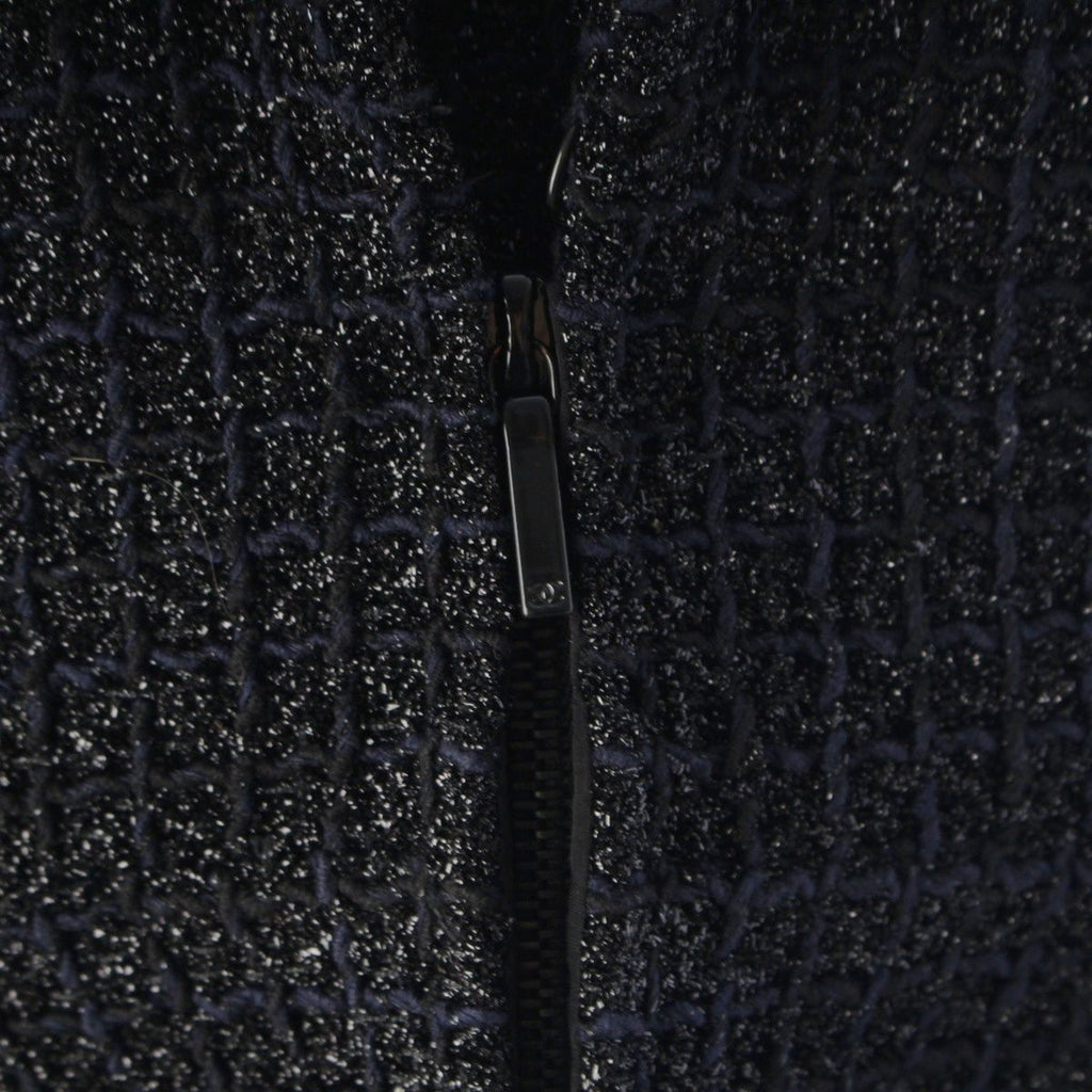 Chanel Coco Button Check Zip Up Black 42 Shoulder — view 7