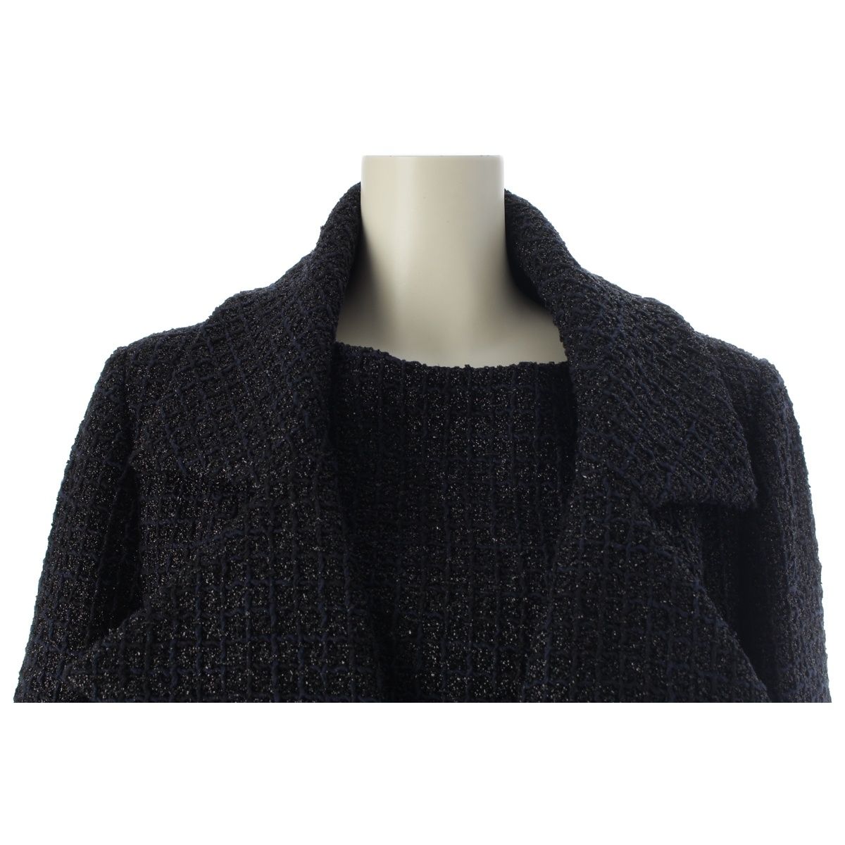 Chanel Coco Button Check Zip Up Black 42 Shoulder — view 5