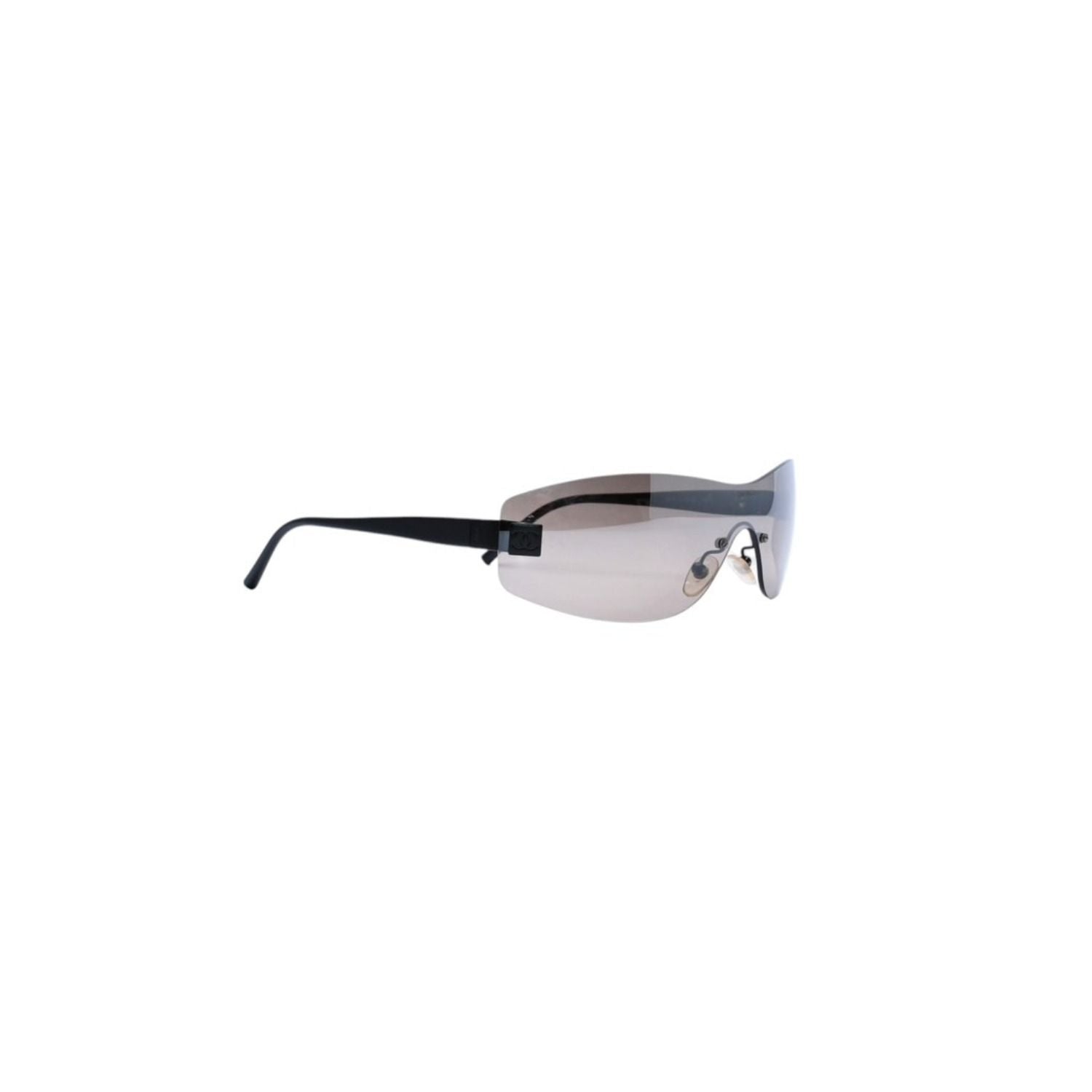 Chanel Rimless Shield Sunglasses Eyewear 120 CC Logo Black Brown — view 4