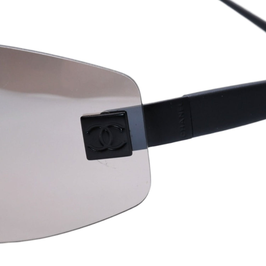 Chanel Rimless Shield Sunglasses Eyewear 120 CC Logo Black Brown — view 7