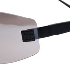 Chanel Rimless Shield Sunglasses Eyewear 120 CC Logo Black Brown — view 7