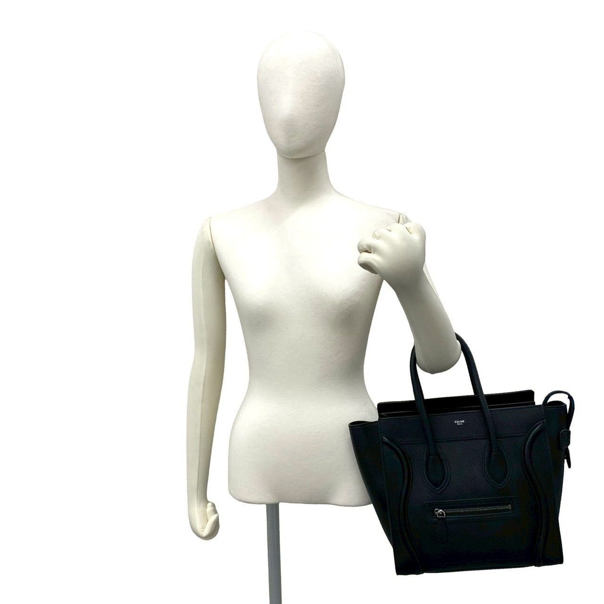 Celine Luggage Micro Leather Boston Bag Tote Black — view 2