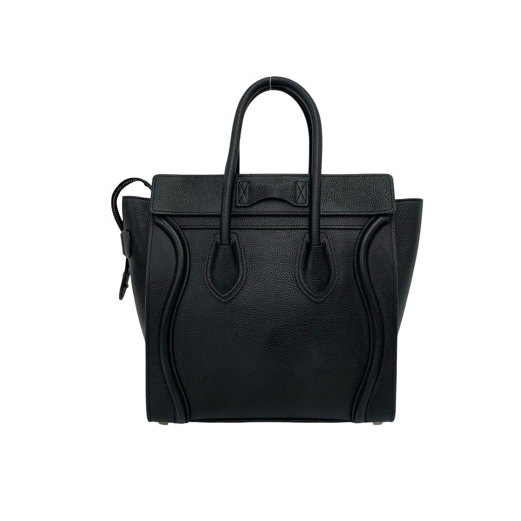 Celine Luggage Micro Leather Boston Bag Tote Black — view 3
