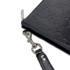Gucci Clutch GG Embossed Leather Black Second with Wrist Strap — view 5