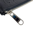 Gucci Clutch GG Embossed Leather Black Second with Wrist Strap — view 6