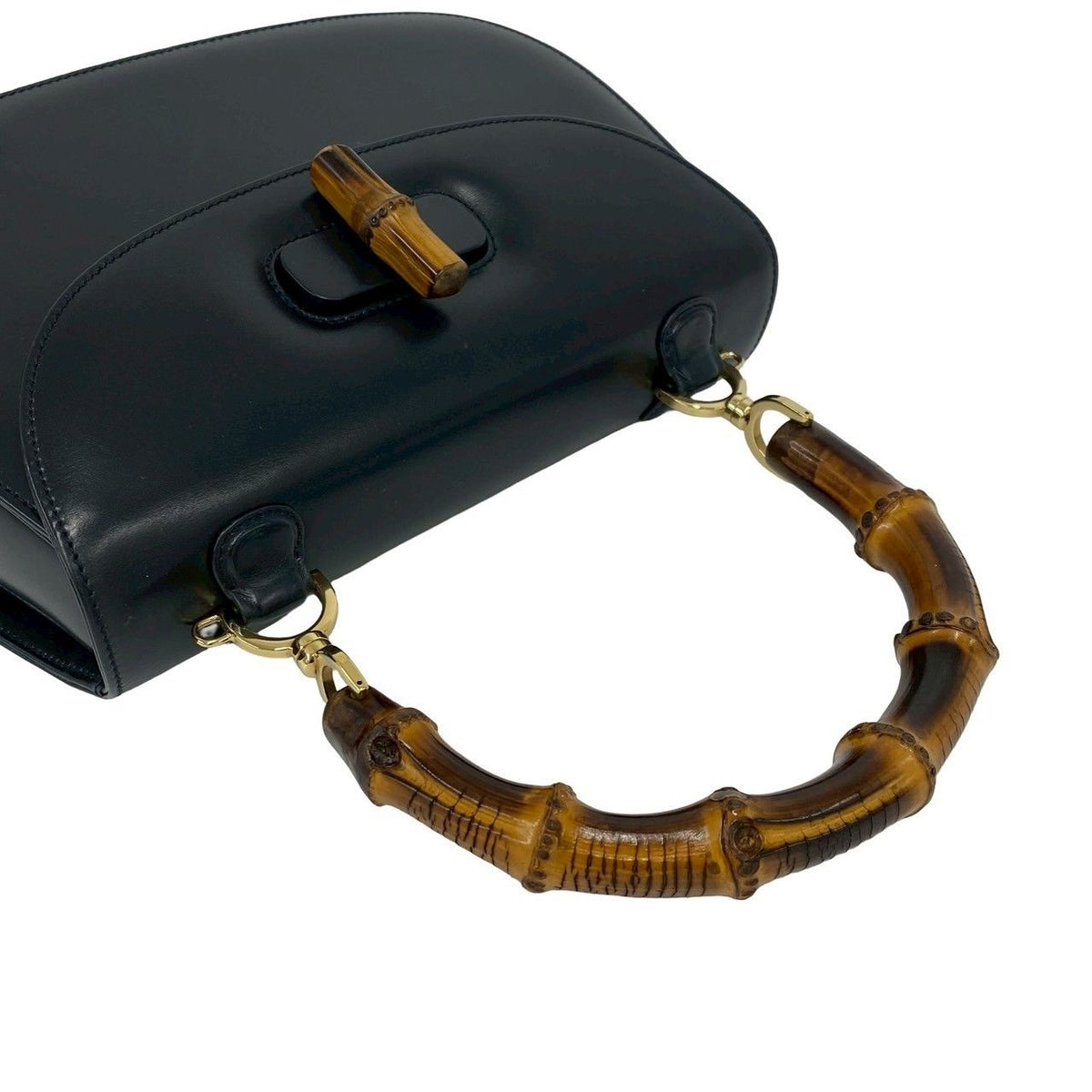 Gucci Vintage Bamb Leather 2-Way Shoulder Bag Black — view 4