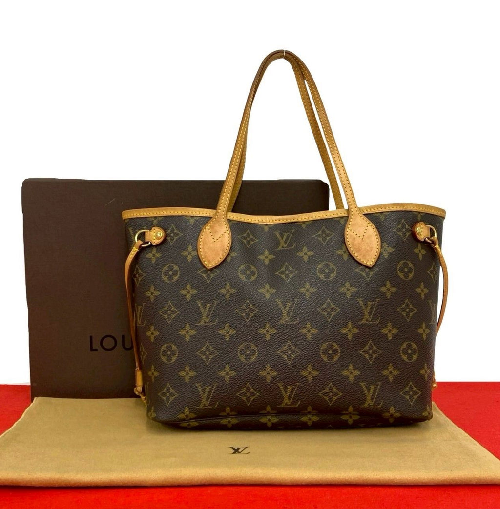 Louis Vuitton Box Neverfull PM Monogram Leather Tote Brown
