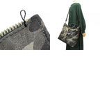 Prada Tote Camouflage Dragon & Sword Nylon Leather Gray Black Crossbody Studded — view 9