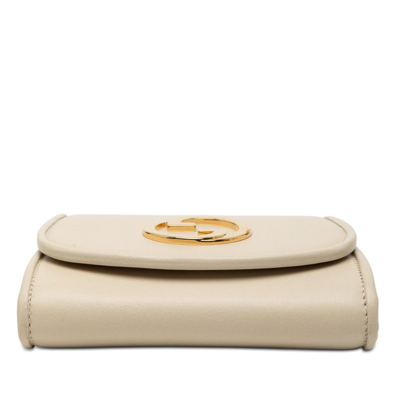 Gucci Interlocking Blanc Di Chain Wallet Shoulder Bag White Ivory Gold Leather — view 3
