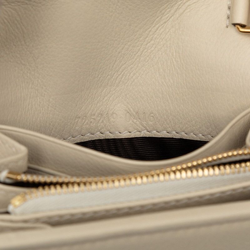 Gucci Interlocking Blanc Di Chain Wallet Shoulder Bag White Ivory Gold Leather — view 6