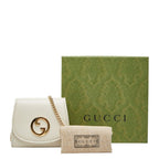 Gucci Interlocking Blanc Di Chain Wallet Shoulder Bag White Ivory Gold Leather — view 7