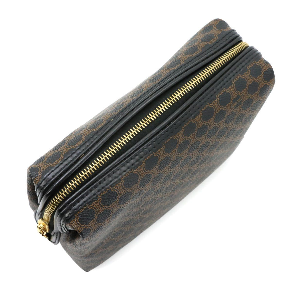 Celine Macadam Pouch Leather Black Gold Vintage — view 8