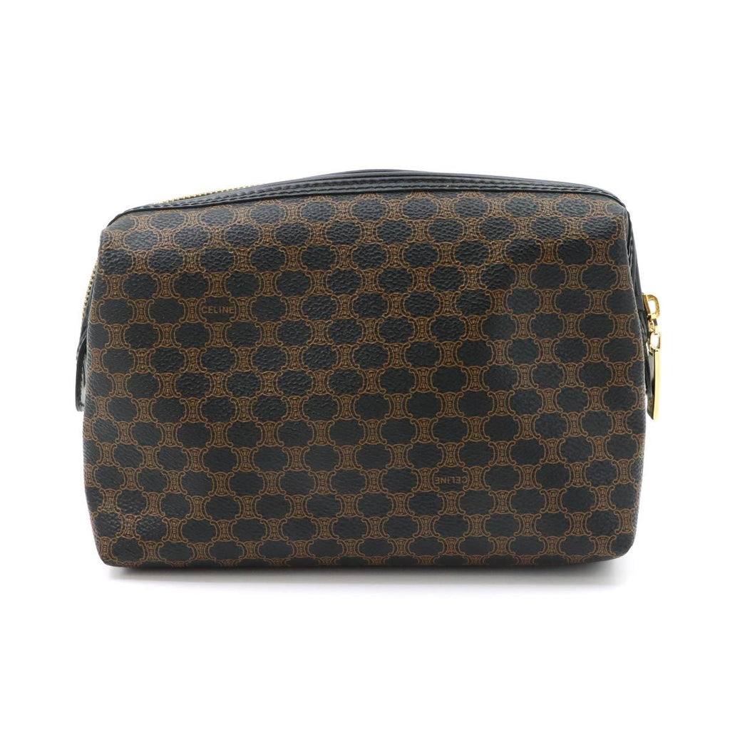 Celine Macadam Pouch Leather Black Gold Vintage — view 2