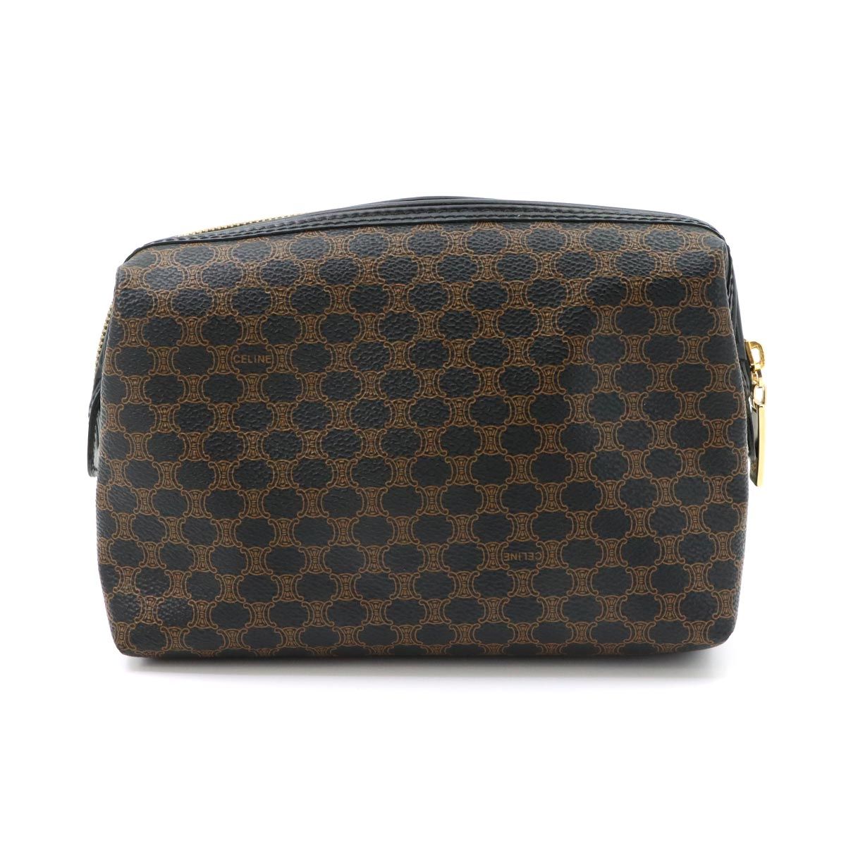 Celine Macadam Pouch Leather Black Gold Vintage — view 2