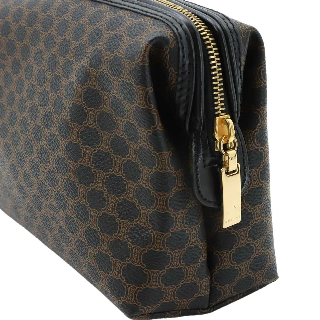 Celine Macadam Pouch Leather Black Gold Vintage — view 7