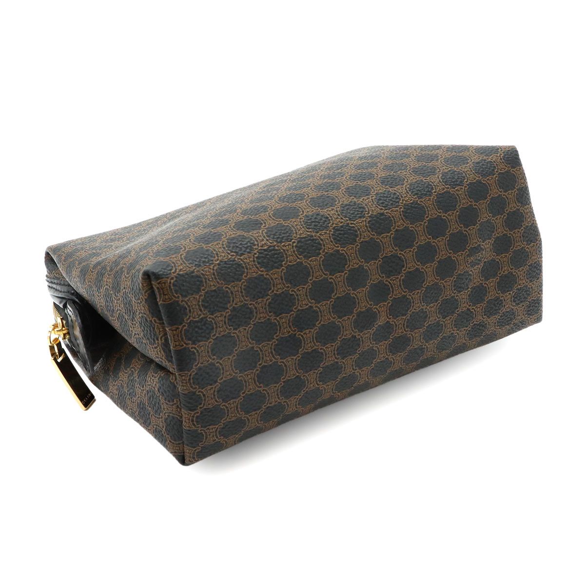 Celine Macadam Pouch Leather Black Gold Vintage — view 4