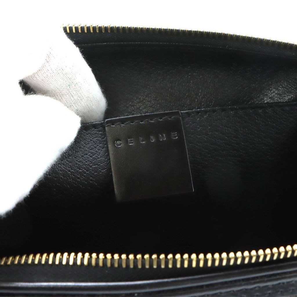 Celine Macadam Pouch Leather Black Gold Vintage — view 6