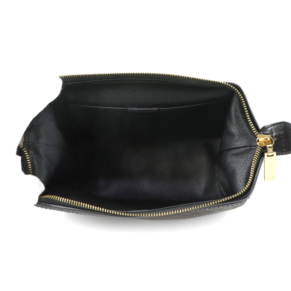Celine Macadam Pouch Leather Black Gold Vintage — view 5
