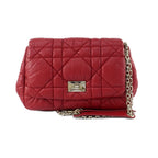 Dior Ten Chain Shoulder Bag Cannage Red Lambskin Silver