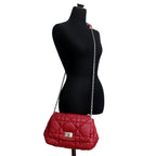Dior Ten Chain Shoulder Bag Cannage Red Lambskin Silver — view 8