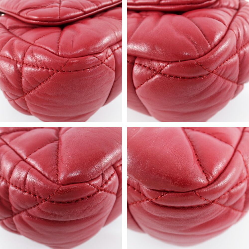 Dior Ten Chain Shoulder Bag Cannage Red Lambskin Silver — view 5