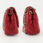 Dior Ten Chain Shoulder Bag Cannage Red Lambskin Silver — view 3
