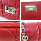 Dior Ten Chain Shoulder Bag Cannage Red Lambskin Silver — view 6