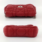 Dior Ten Chain Shoulder Bag Cannage Red Lambskin Silver — view 4