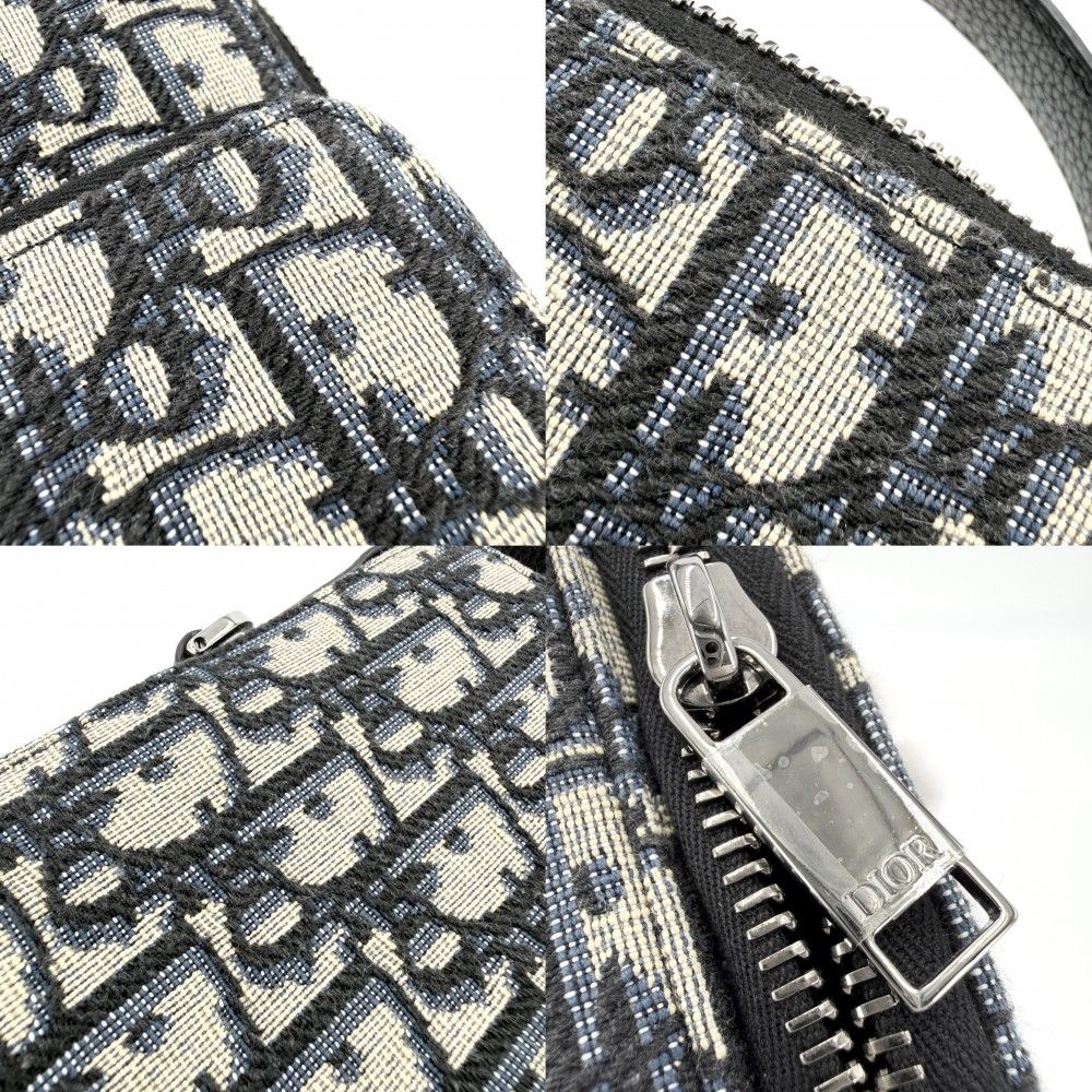Dior Shoulder Bag Blue Rider Micro Pouch 2-Way Crossbody Canvas Leather Navy — view 7