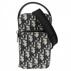 Dior Shoulder Bag Blue Rider Micro Pouch 2-Way Crossbody Canvas Leather Navy
